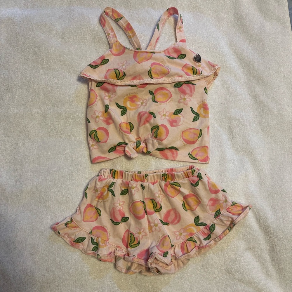 Juicy Couture girls 6x, 2 piece fruit tank top and shorts set.